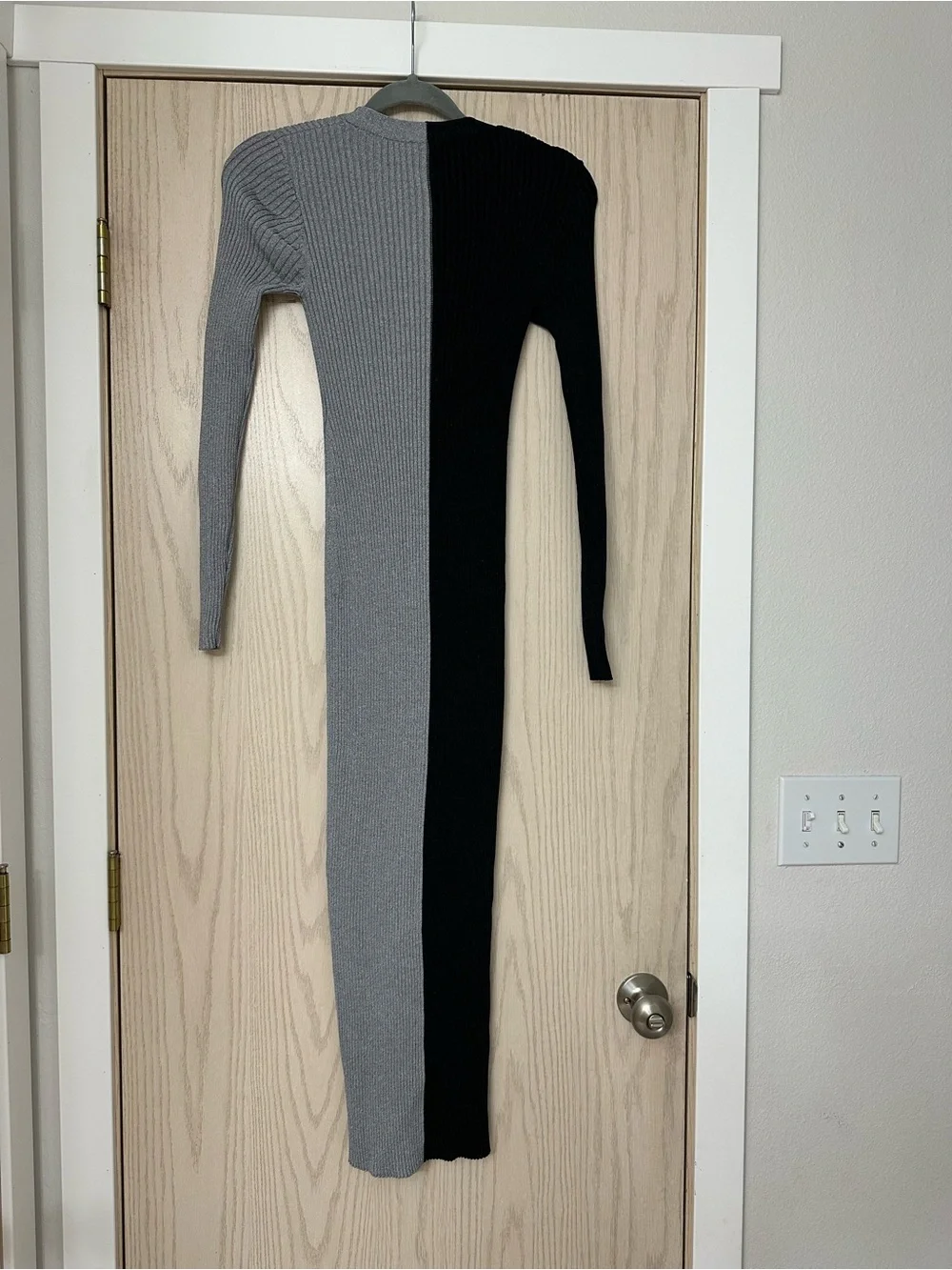 STAUD Shoko Colorblock Sweater Midi Dress Black Silver Small Long Sleeve - Picture 6 of 7